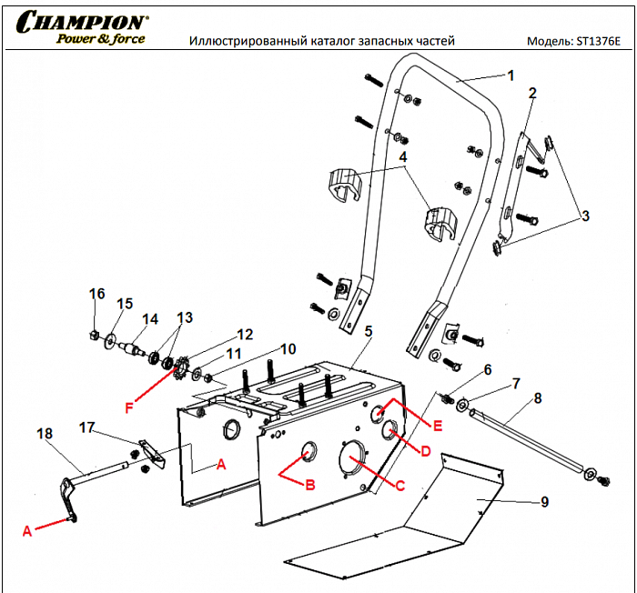3 ДЕТАЛИ УПРАВЛЕНИЯ | СНЕГОУБОРЩИК CHAMPION ST1376E