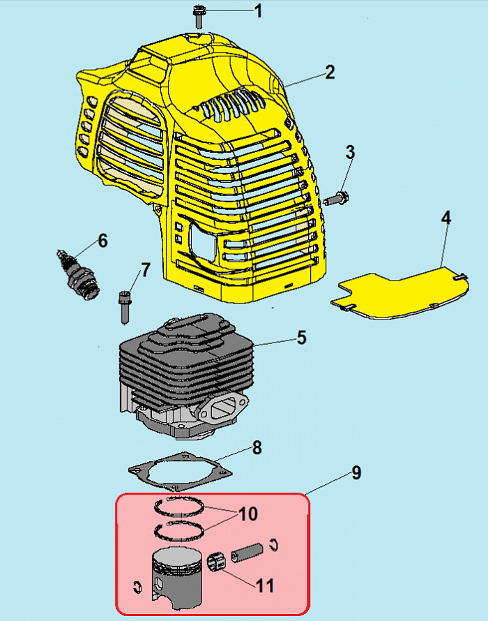 1 ПОРШЕНЬ - ЦИЛИНДР - СВЕЧА ТРИММЕР CHAMPION Т333