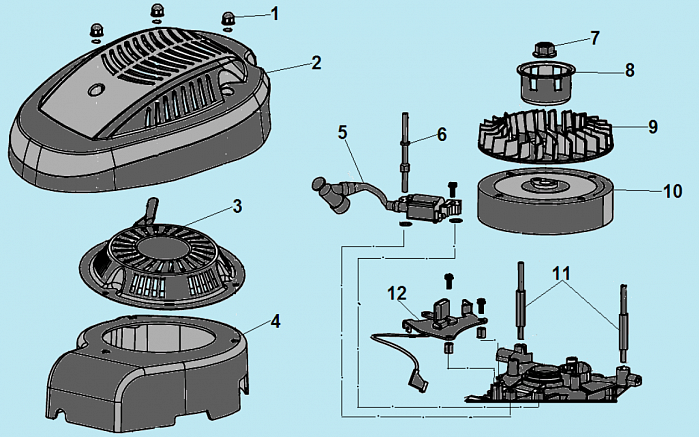 3 СТАРТЕР - МАГНЕТО - МАХОВИК ГАЗОНОКОСИЛКА CHAMPION LM5127