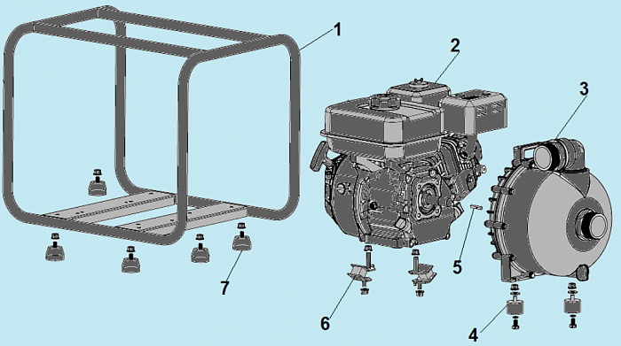 1 КОРПУС - ДВИГАТЕЛЬ МОТОПОМПА CHAMPION GP55
